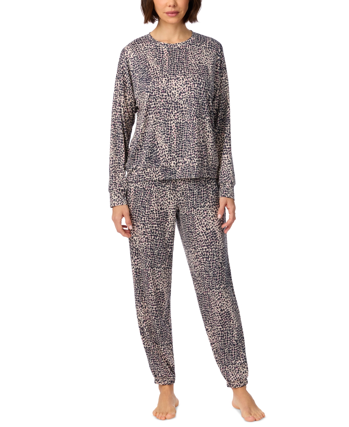 Dkny Women's Long-Sleeve Animal-Print Top and Jogger Pants, 2-Piece Set