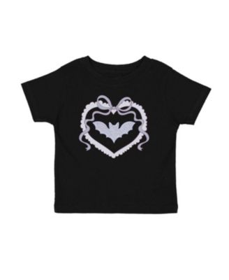 Girls' 4-16 Rhinestone Bat Patch Halloween Short-Sleeve T-Shirt
