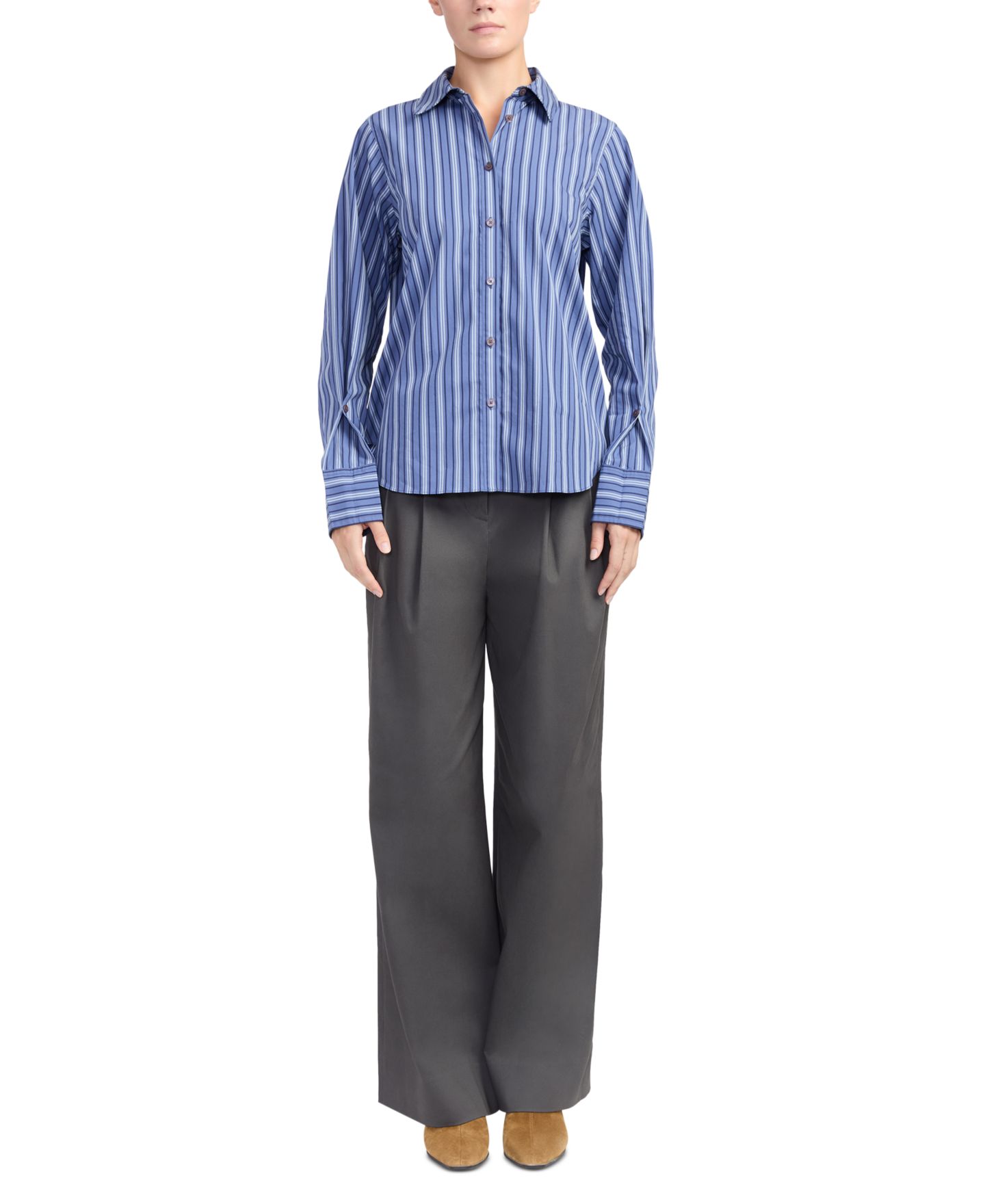 Мужская рубашка Derek Lam 10 Crosby Wesley Striped Relaxed-Fit Button-Down, цвет: Синий полосатый — фото 2
