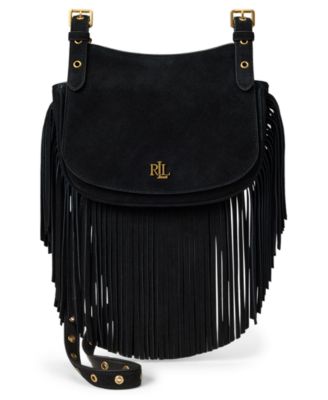 Marcy Suede Fringe Trim Small Crossbody Handbag