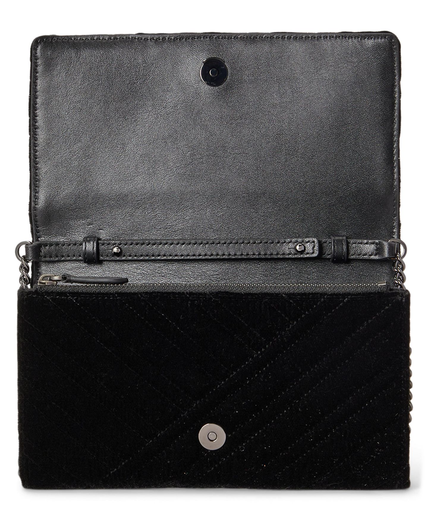 Женская сумка Lauren Ralph Lauren Quilted Velvet Adair II Small Crossbody Handbag, цвет: Чёрный — фото 8