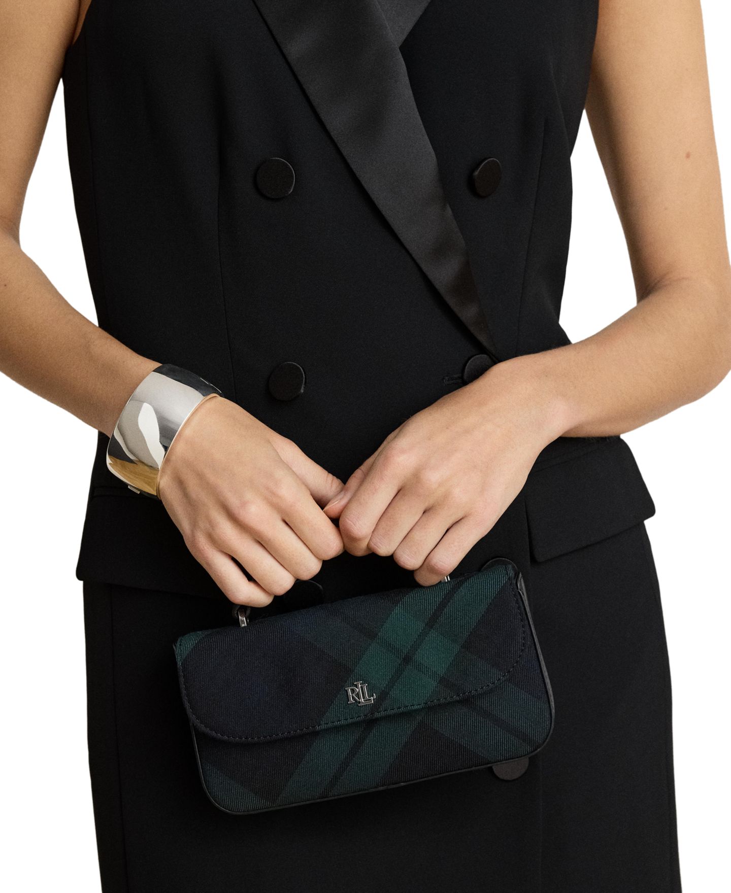 Женская сумка Lauren Ralph Lauren Plaid Marcy Small Crossbody, цвет: Чёрный — фото 2