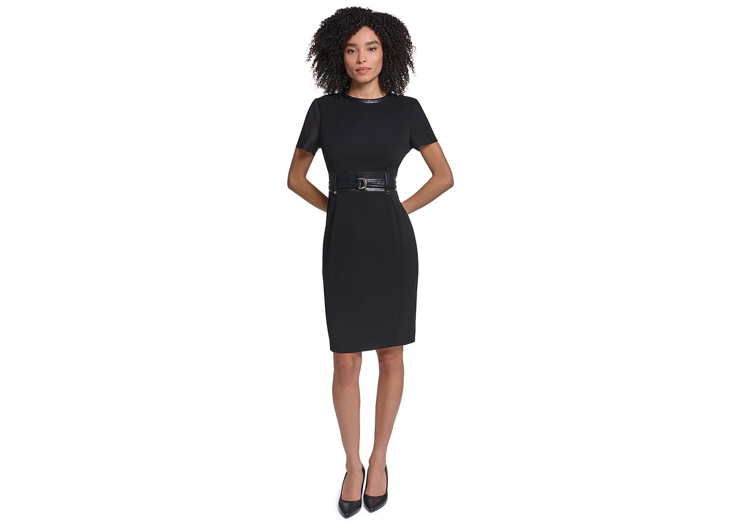 Women's Scuba-Crepe Short-Sleeve Sheath Dress