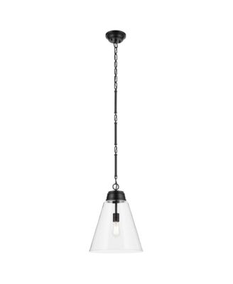 Marsailli Black Pendant Large 1Lt with Clear Glass