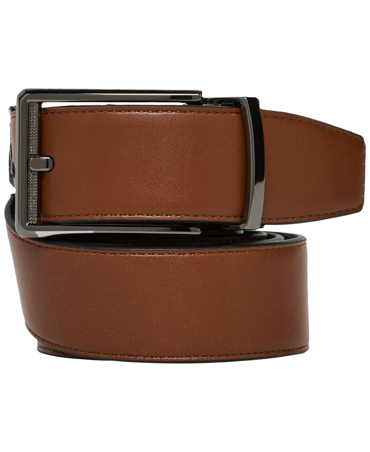 Мужской ремень Perry Ellis Portfolio Reversible Leather Nose Texture, цвет: Чёрный / Коричневый — фото 4