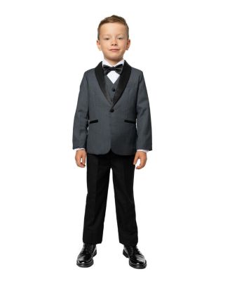 Toddler Boys Love and Angels Slim Fit 5-Piece Shirt, Bowtie, Jacket, Vest and Pants Tuxedo Set