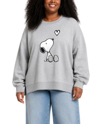 Plus Size Snoopy Oversized Graphic Long-Sleeve Sweatshirt