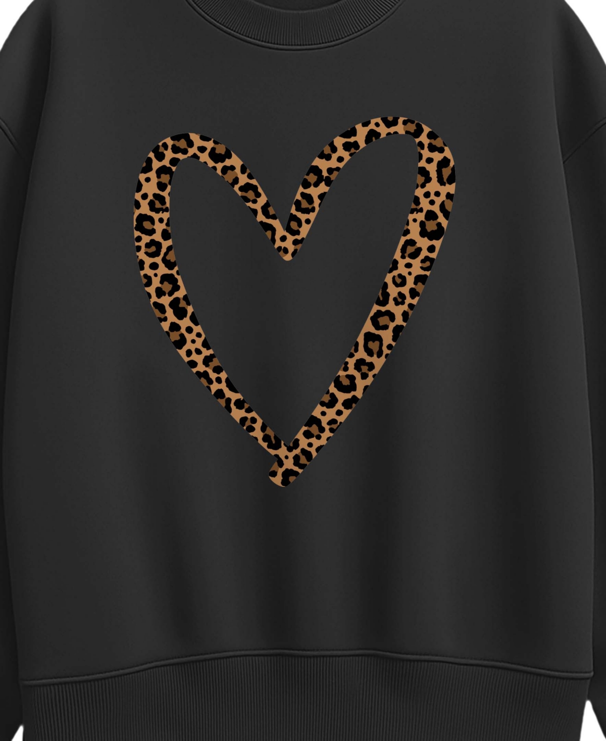 Hybrid Apparel Plus Leopard-Print Heart Graphic Long-Sleeve Sweatshirt