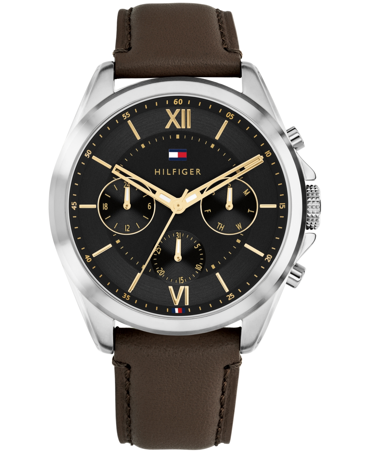 Tommy Hilfiger Men's Quartz Josh Le Dark Brown Leather Watch, Water-Resistant, 42mm