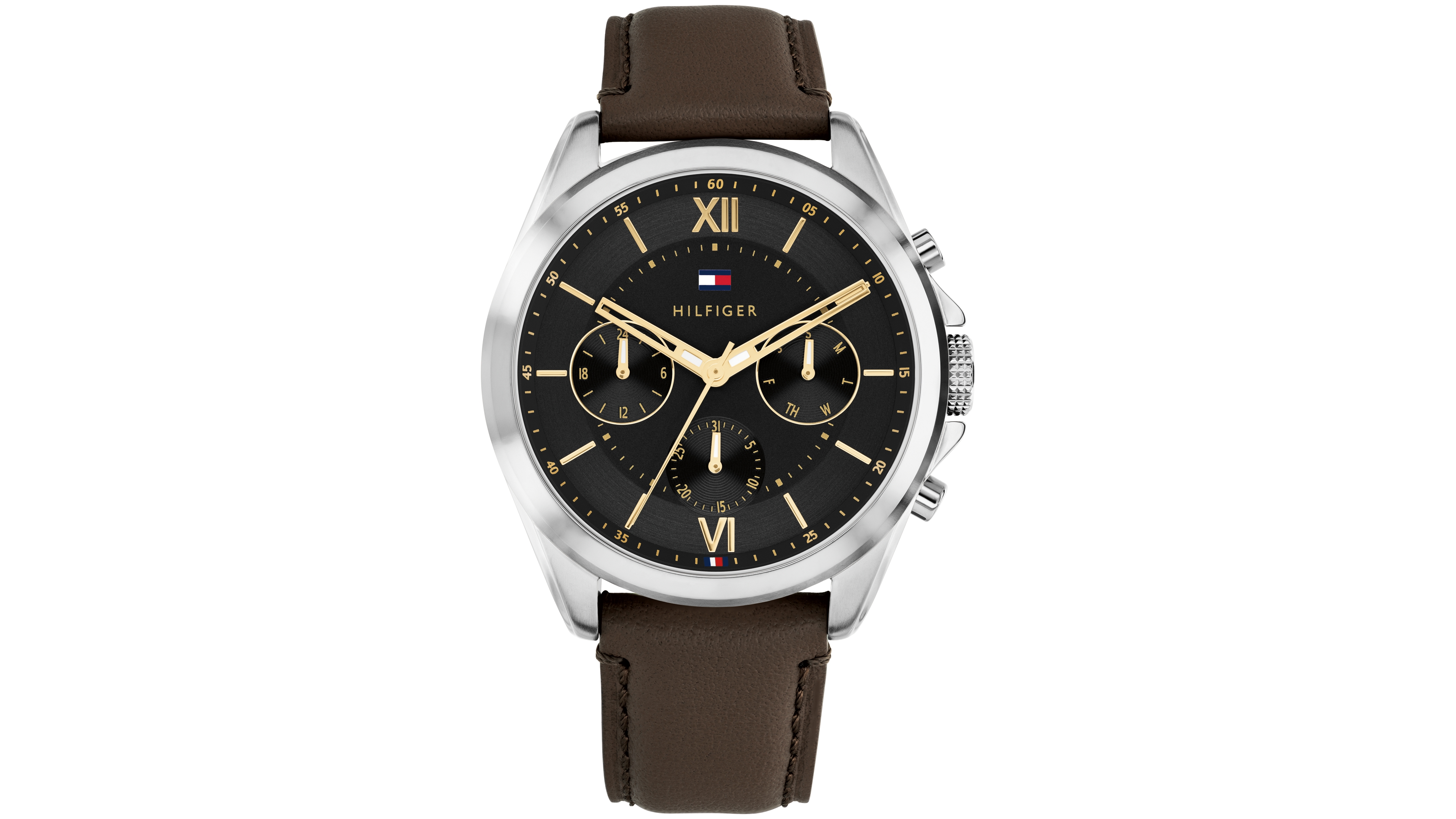 Tommy Hilfiger Men's Quartz Josh Le Dark Brown Leather Watch, Water-Resistant, 42mm