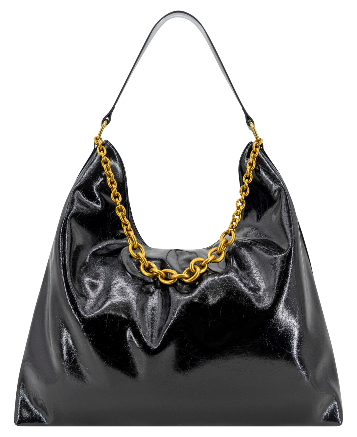 Like Dreams Marlo Distressed Hobo Large Tote Handbag In Black