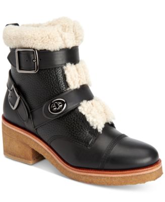 COACH Preston Shearling Moto Booties Macy's