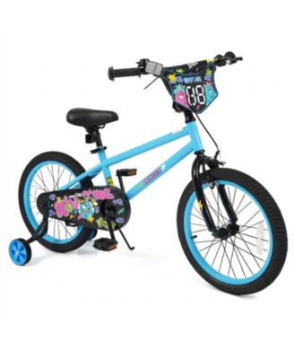 18 Inch Monster Graphics Edition Detachable Training Wheels Dual Brakes Kids Bike, 130 lbs Capacity, Ages 4-8