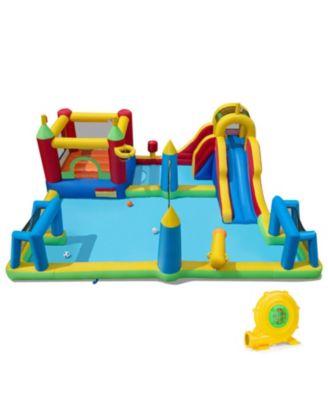 9-in-1 Inflatable Water Slide Jumping Castle, 197" x 161" x 75", With Splash Pool, Ages 3-12