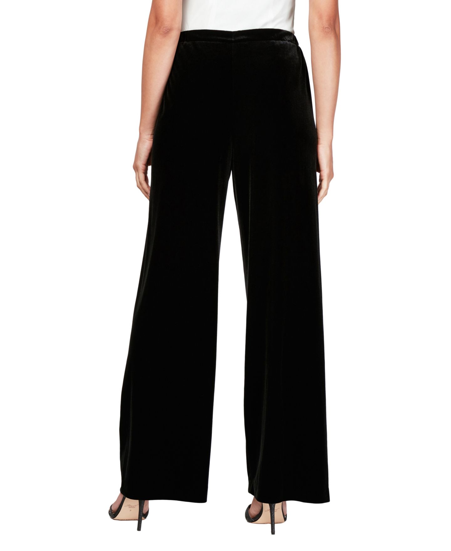 Женские брюки Alex Evenings Petite Pull-On Wide Leg Velvet, цвет: Чёрный — фото 2