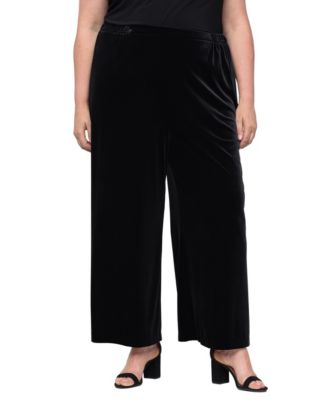 Plus Size Velvet Wide-Leg Palazzo Pants