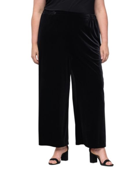 Женские брюки Alex Evenings Plus Size Velvet Wide-Leg Palazzo, цвет: Чёрный