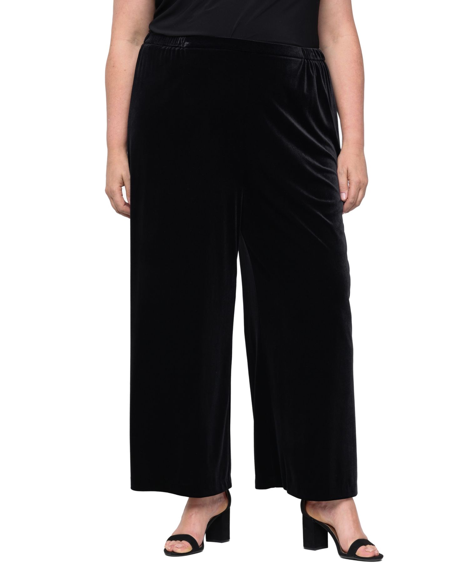 Plus Size Velvet Wide-Leg Palazzo Pants