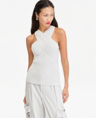 Women's Metallic Halter Sleeveless Sweater