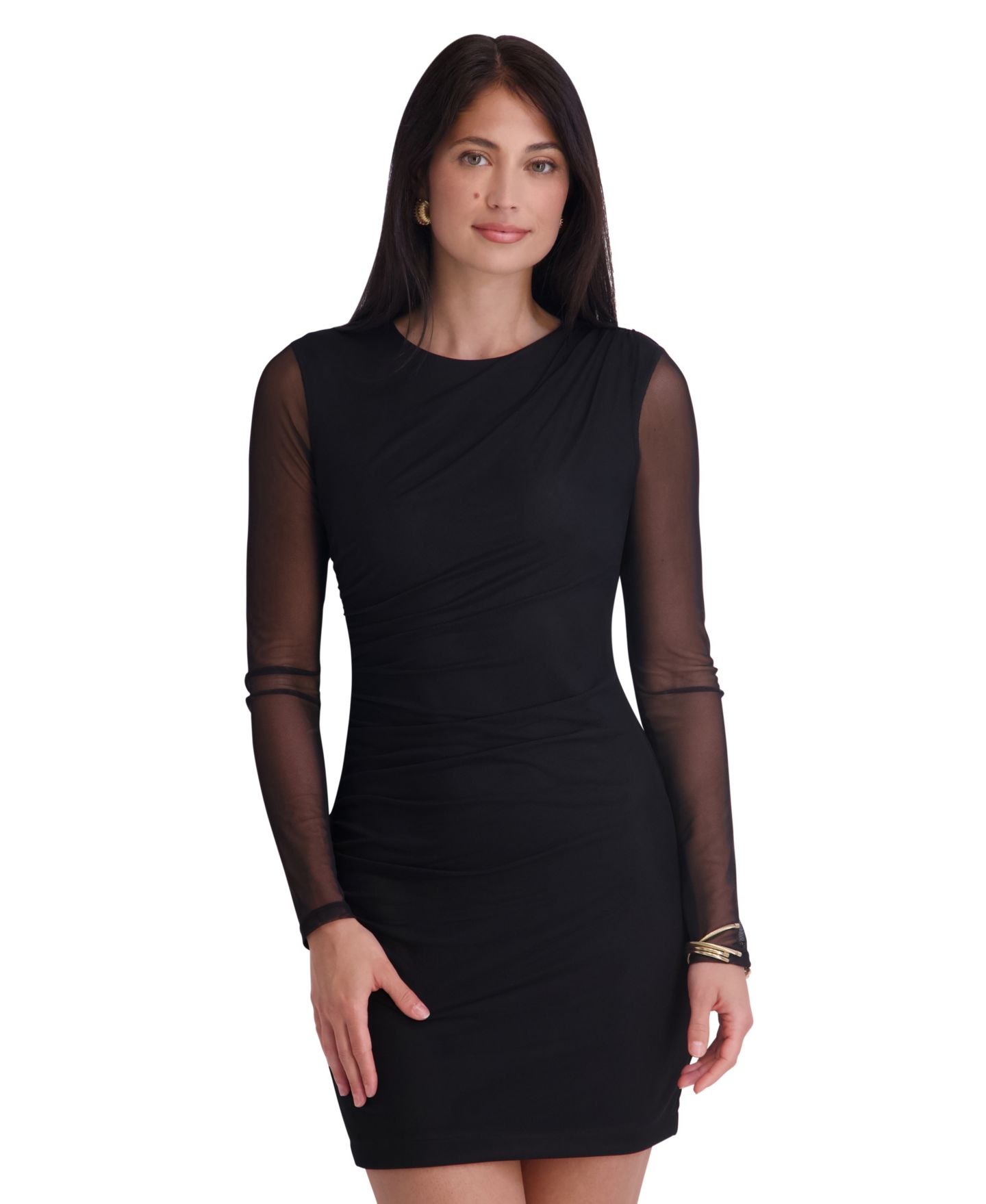 Женское платье Siena Mesh Scuba Long-Sleeve Bodycon, цвет: Чёрный — фото 2