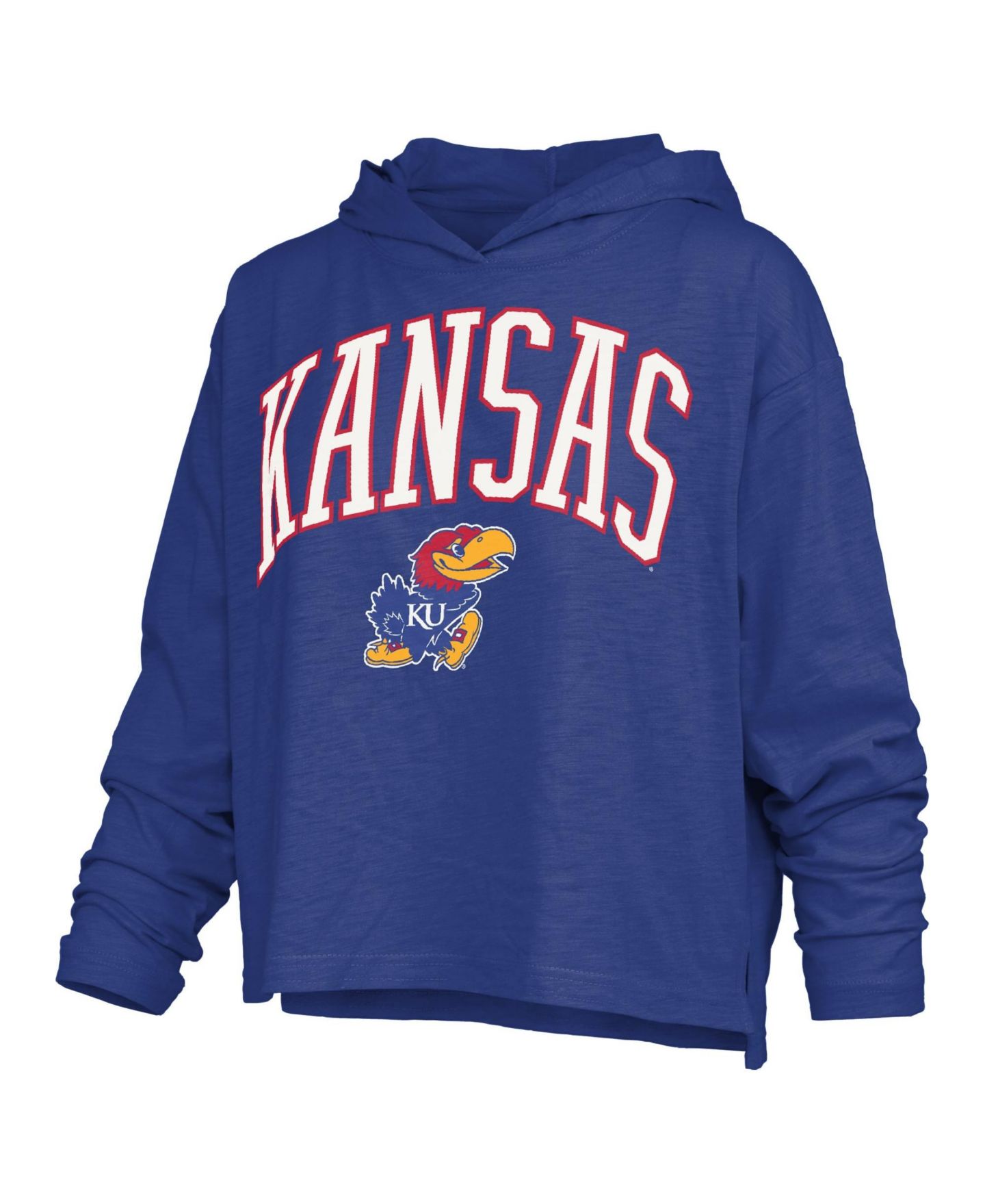 Женская футболка Pressbox Kansas Jayhawks Nelson Long Sleeve Hooded Slub — фото 3