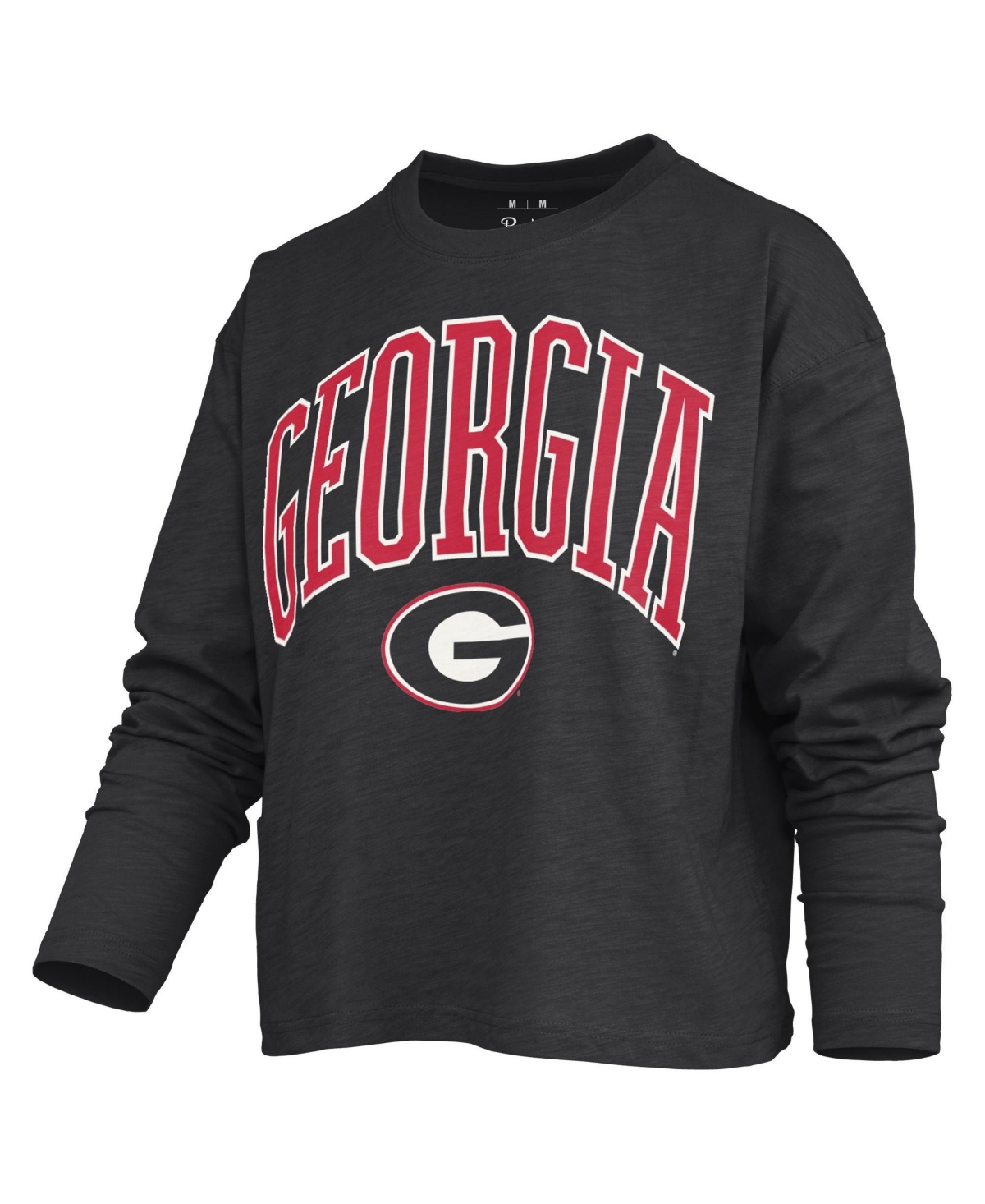 Pressbox Women's Georgia Bulldogs Motley Boxy Burnout Long-Sleeve T-Shirt