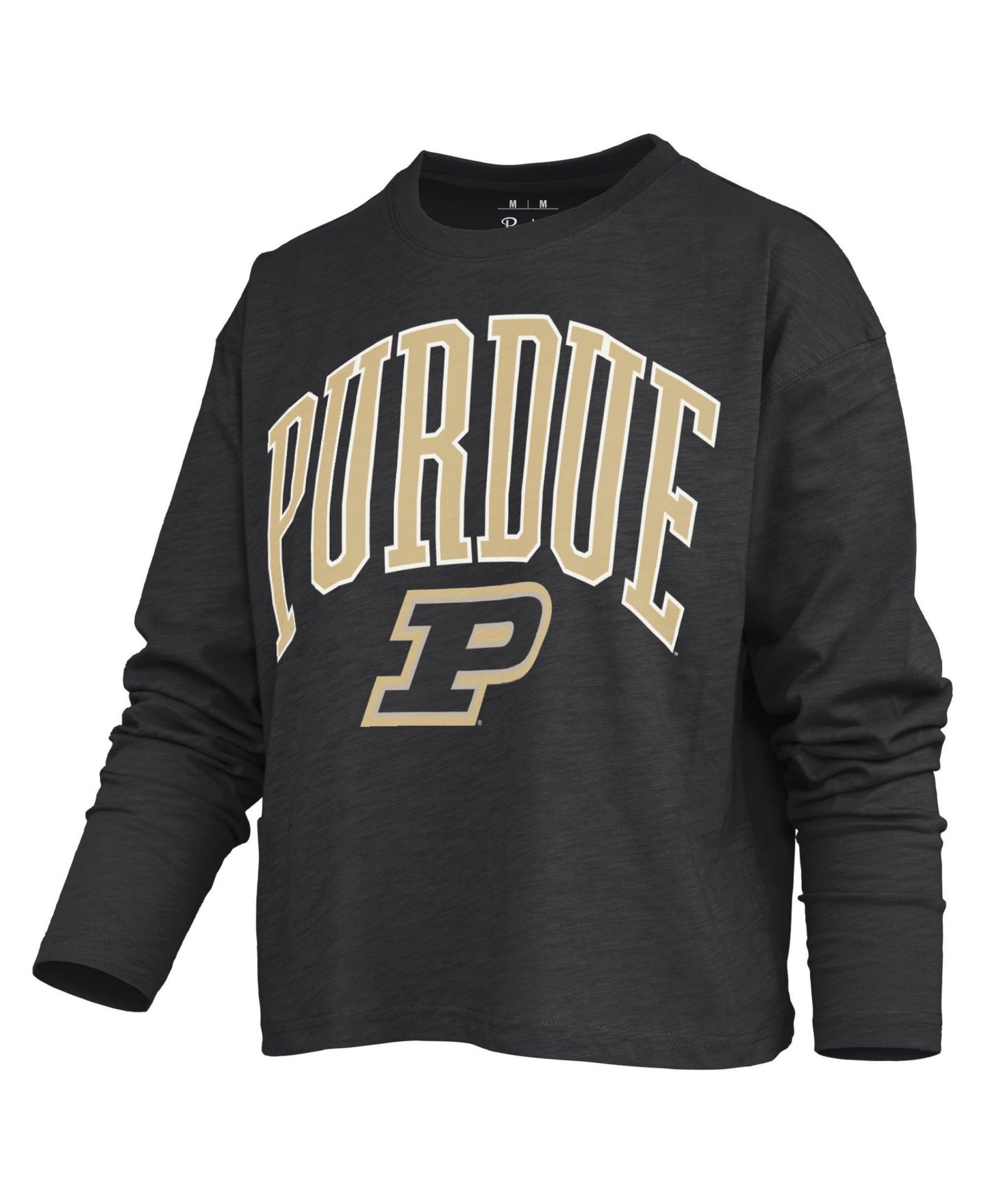 Женская футболка Pressbox Purdue Boilermakers Motley Long-Sleeve Boxy Burnout — фото 2