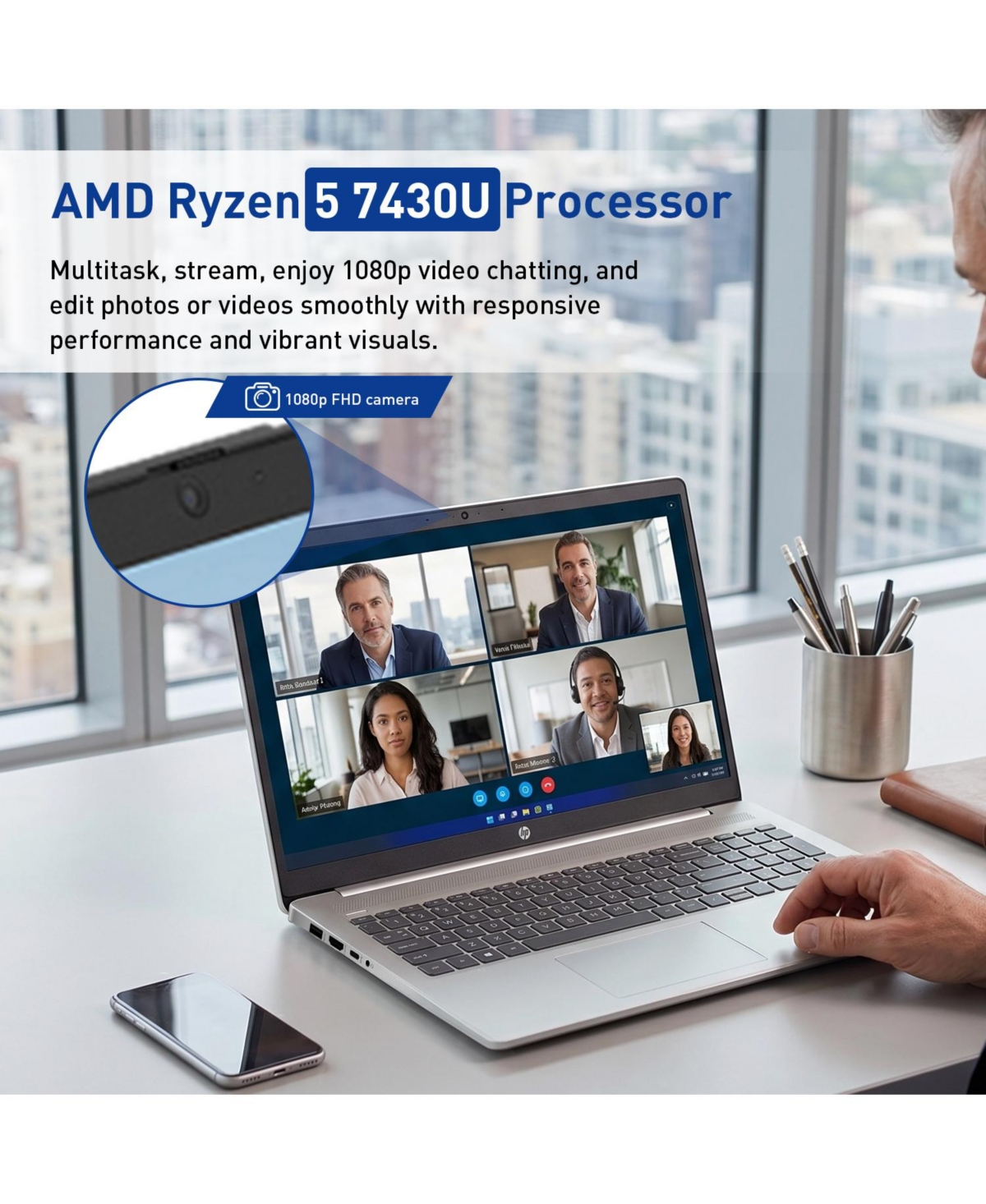 Hp Essential 17.3" Amd Ryzen 5 7430U Laptop