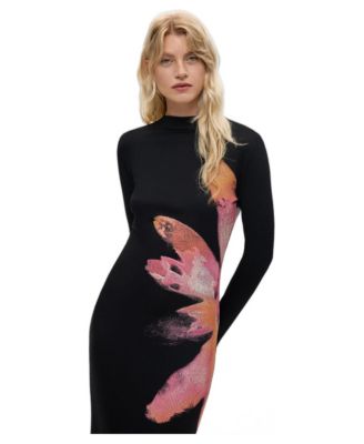 Women's Long Sleeve Flower Dress