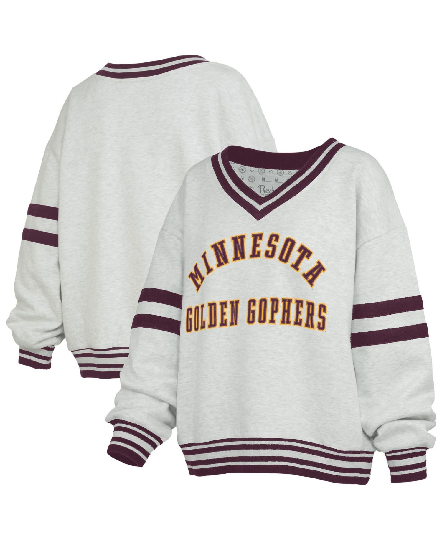 Women's Minnesota Golden Gophers Tackle Twill Oates Oversized-Fit V-Neck Sweatshirt