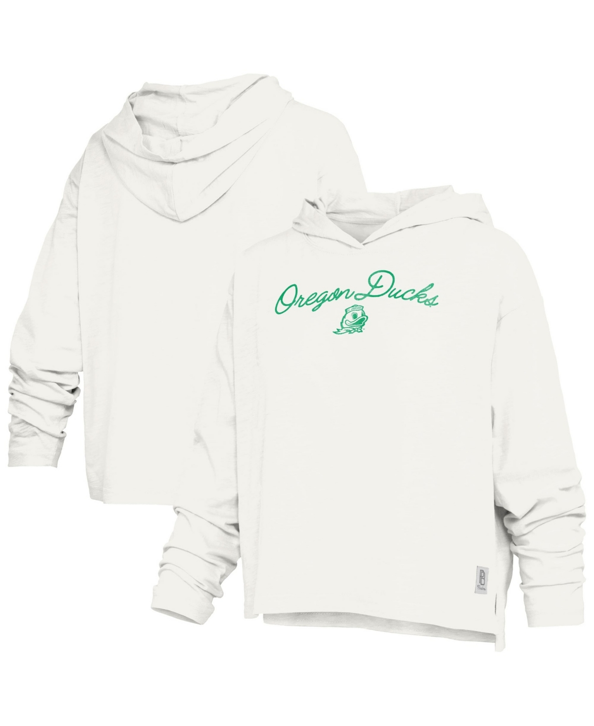 Pressbox Women's Oregon Ducks Faye Hooded Slub Long-sleeve T-shirt In White