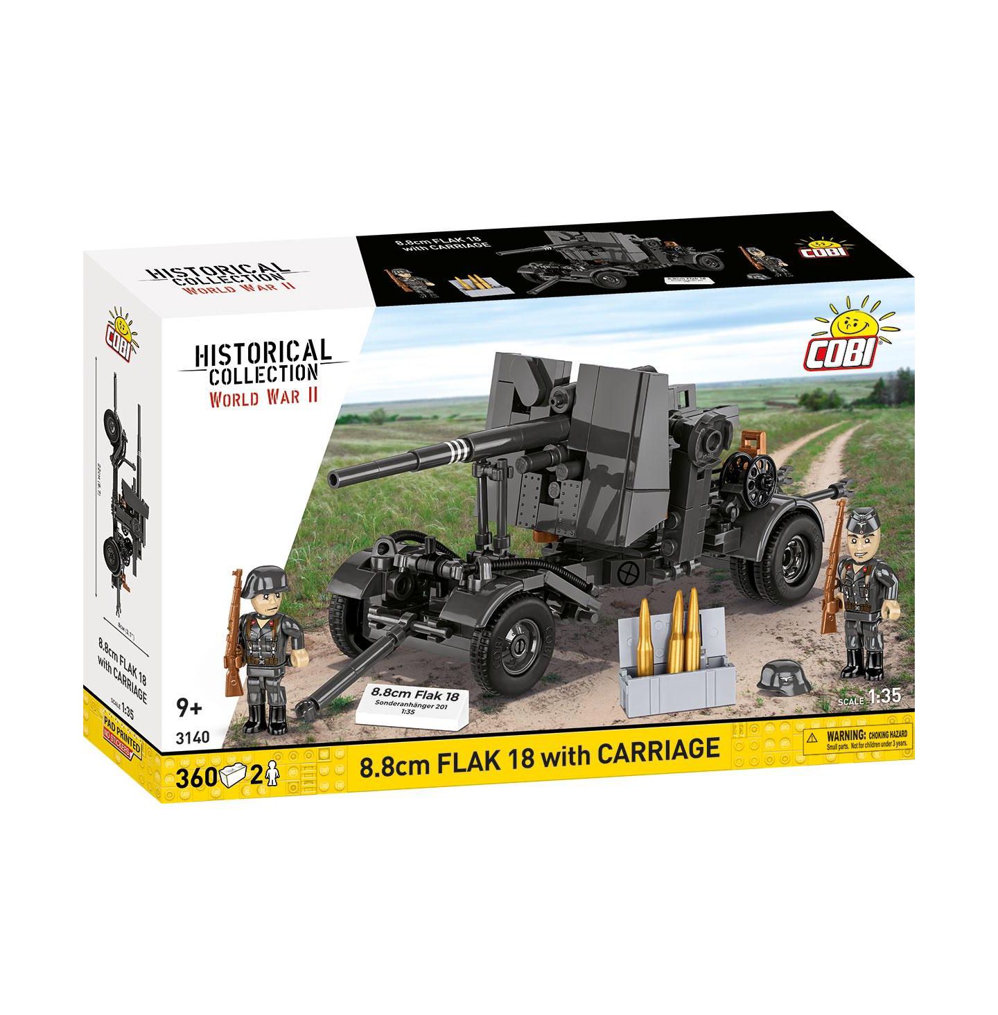Детский конструктор COBI Historical Collection Wwii 8.8 cm Flak 18 with Carriage 360-Piece Building Set, Ages 9+ — фото 1
