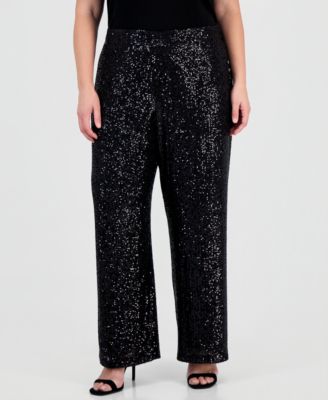 Plus Size Wide Leg Sequin Pants