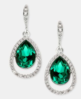 Gold-Tone Mixed Metal Crystal Open Pave Pear Drop Earrings