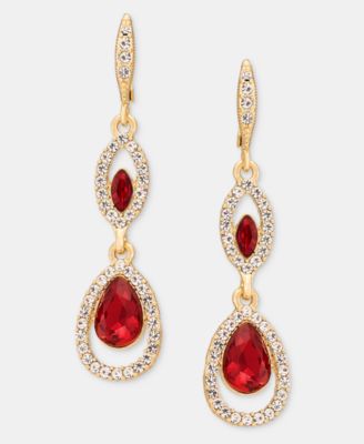 Gold-Tone Glass Drama Double Drop Earrings