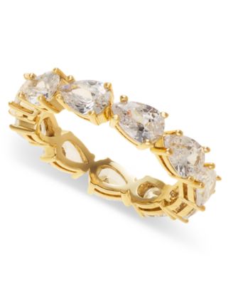Silver-Tone Cubic Zirconia Pear Ring