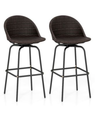 30'' Patio Swivel Bar Stools with 400 LBS Capacity Metal Frame Contoured Seat