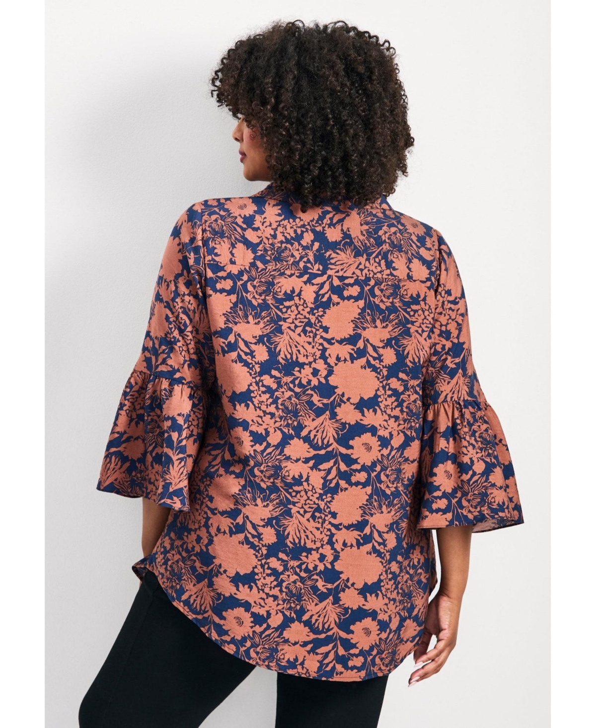 Avenue Women's Plus Marianne Ruffle Hem Shirt