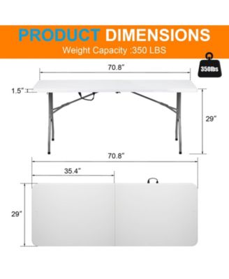 6-Foot Portable Folding Utility Table with HDPE Top and Steel Legs for Indoor and Outdoor Use