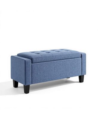 Storage Ottoman Bench with Hidden Compartment and Rubberwood Legs