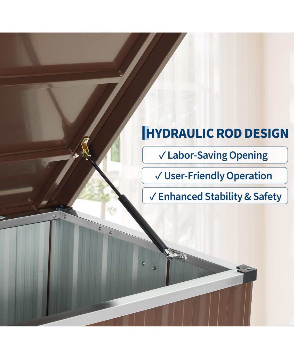 homfan 120-200 Gallon Metal Deck Box, Galvanized Steel Outdoor Storage Box with Wheels and Handles for Patio Pool Backyard Garden