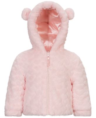 Baby Girls' Reversible Faux Fur Hooded Jacket