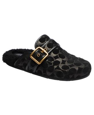 Women's Archival Buckle Clog With Signature Suede And Shearling Slip-On Mules