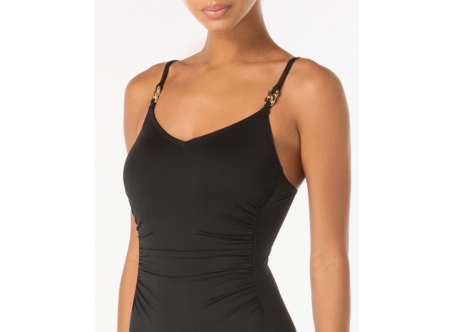 Women's V-Neck Ruched One-Piece Swimsuit
