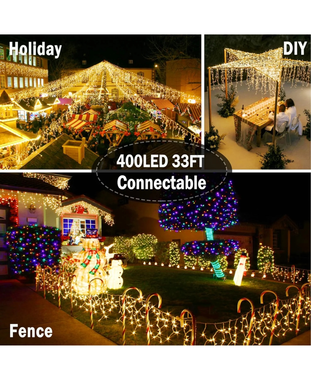 Cowin 33ft 400 Led Outdoor String Icicle Lights Warm Lights