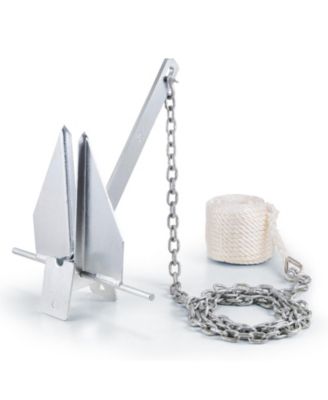 Fluke Style Boat Anchor Kit 8.5 Pound Galvanized Steel with 7.9 Foot Chain 75 Foot Rope and Shackles