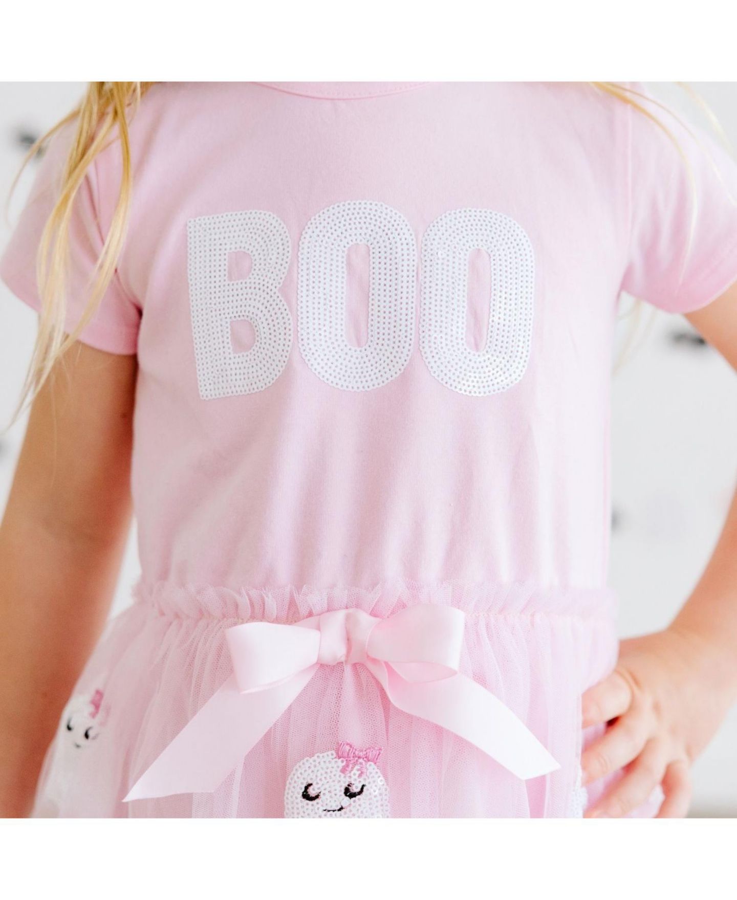 Платье Sweet Wink Boo Halloween Sequin Patch Tulle Tutu Dress для девочек, цвет: Розовый — фото 4