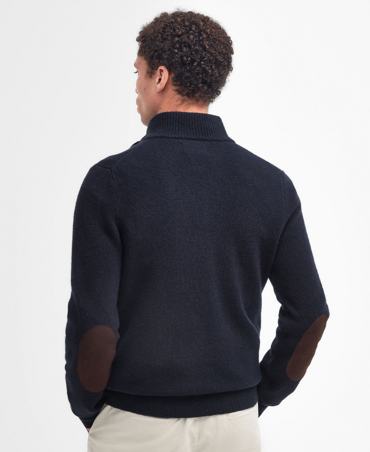 Men's Patch Half Zip Wool Sweater