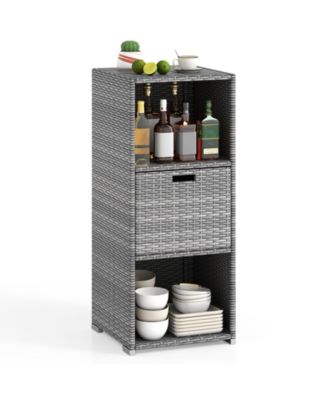 Outdoor Storage Cabinet with Storage Shelves and Removable Drawer for Porch