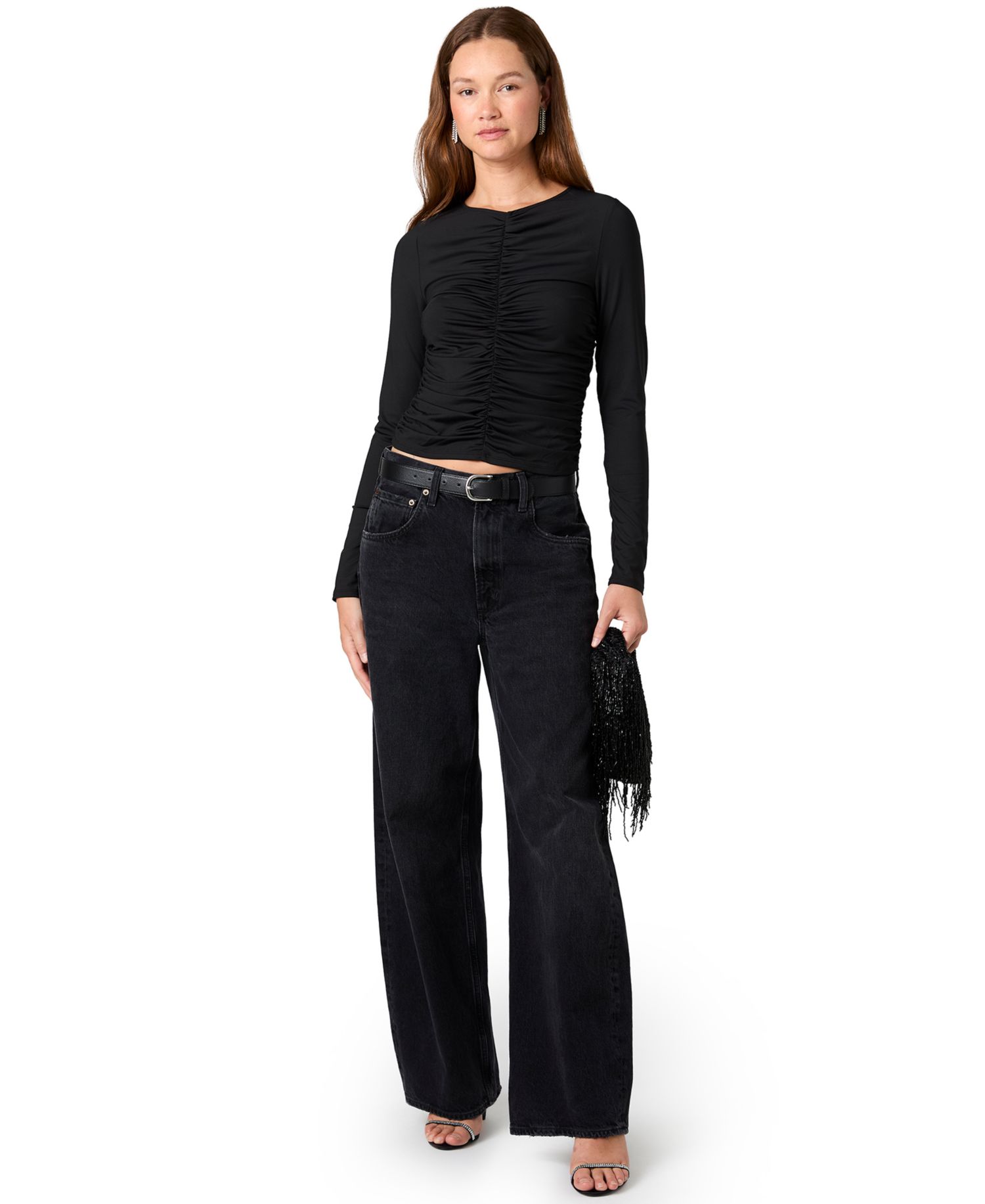 Women's Shay Long-Sleeve Crewneck Ruched Blouse